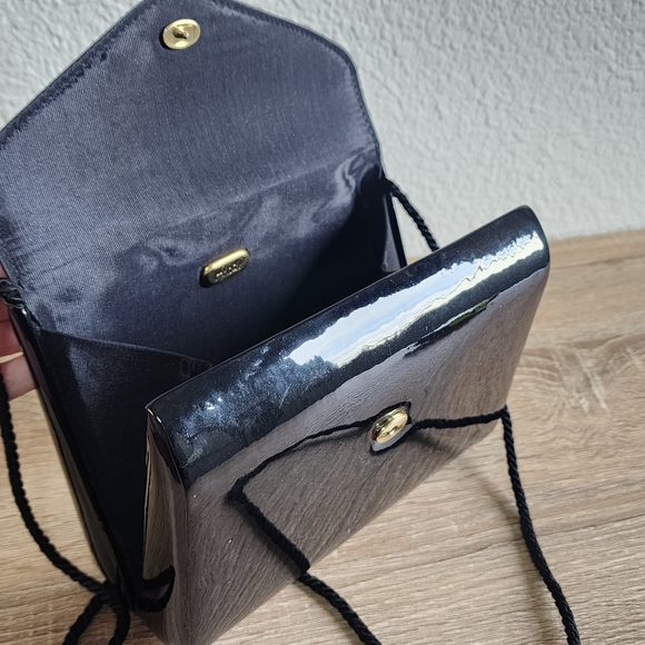 VINTAGE ANDE Evening Vintage Snap Front Black Bow Cross Body Bag - Picture 8 of 14